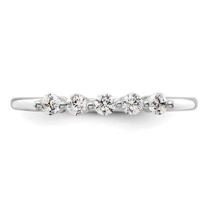 14K Weißgold Ring mit 5 laborgezüchteten Diamanten, VS/SI+ G+