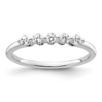 14K Weißgold Ring mit 5 laborgezüchteten Diamanten, VS/SI+ G+