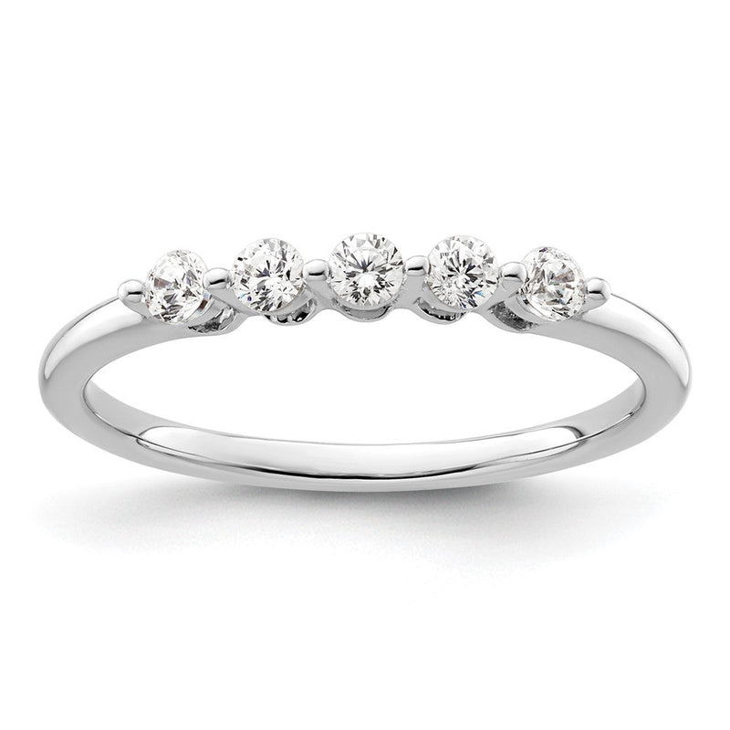 14K Weißgold Ring mit 5 laborgezüchteten Diamanten, VS/SI+ G+
