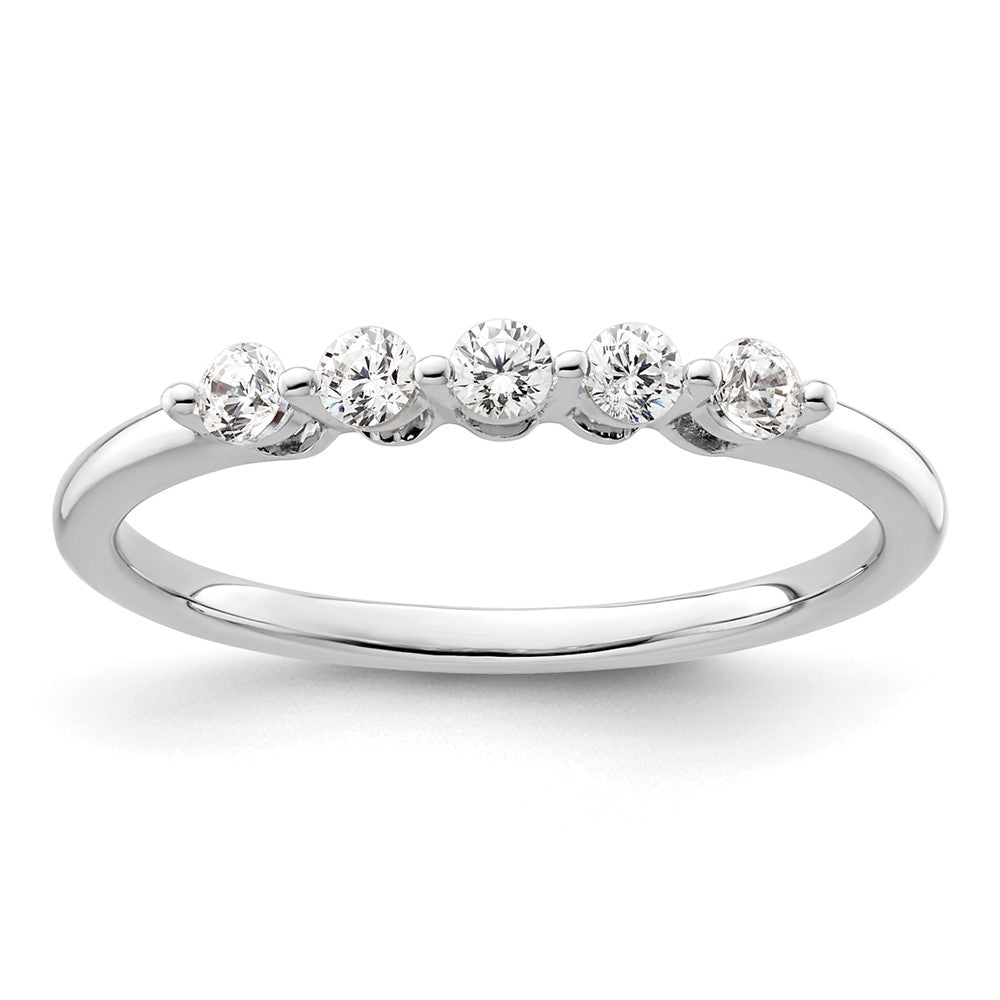14K Weißgold Ehering mit 5 natürlichen Diamanten (0,25 ct Gesamtgewicht)