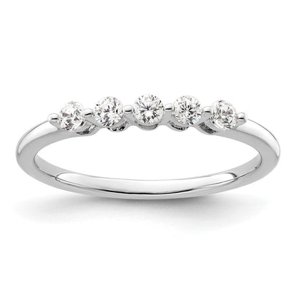 14K Weißgold Ehering mit 5 natürlichen Diamanten (0,25 ct Gesamtgewicht)