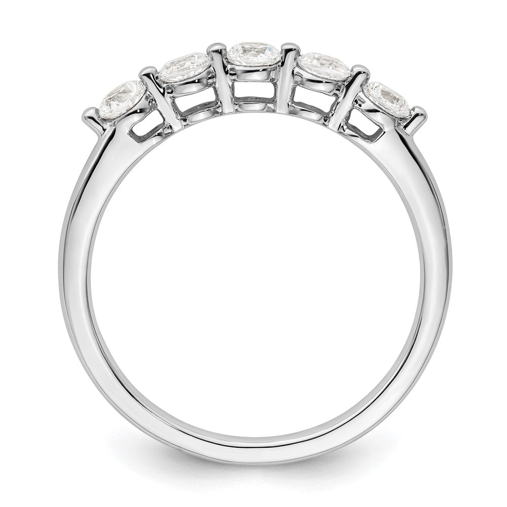 14K Weißgold Ehering mit 5 Diamanten