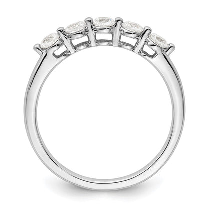 14K Weißgold Ehering mit 5 Diamanten