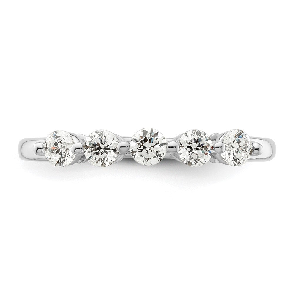 14K Weißgold Ehering mit 5 Diamanten