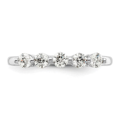 14K Weißgold Ehering mit 5 Diamanten