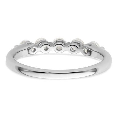 14K Weißgold Ehering mit 5 Diamanten