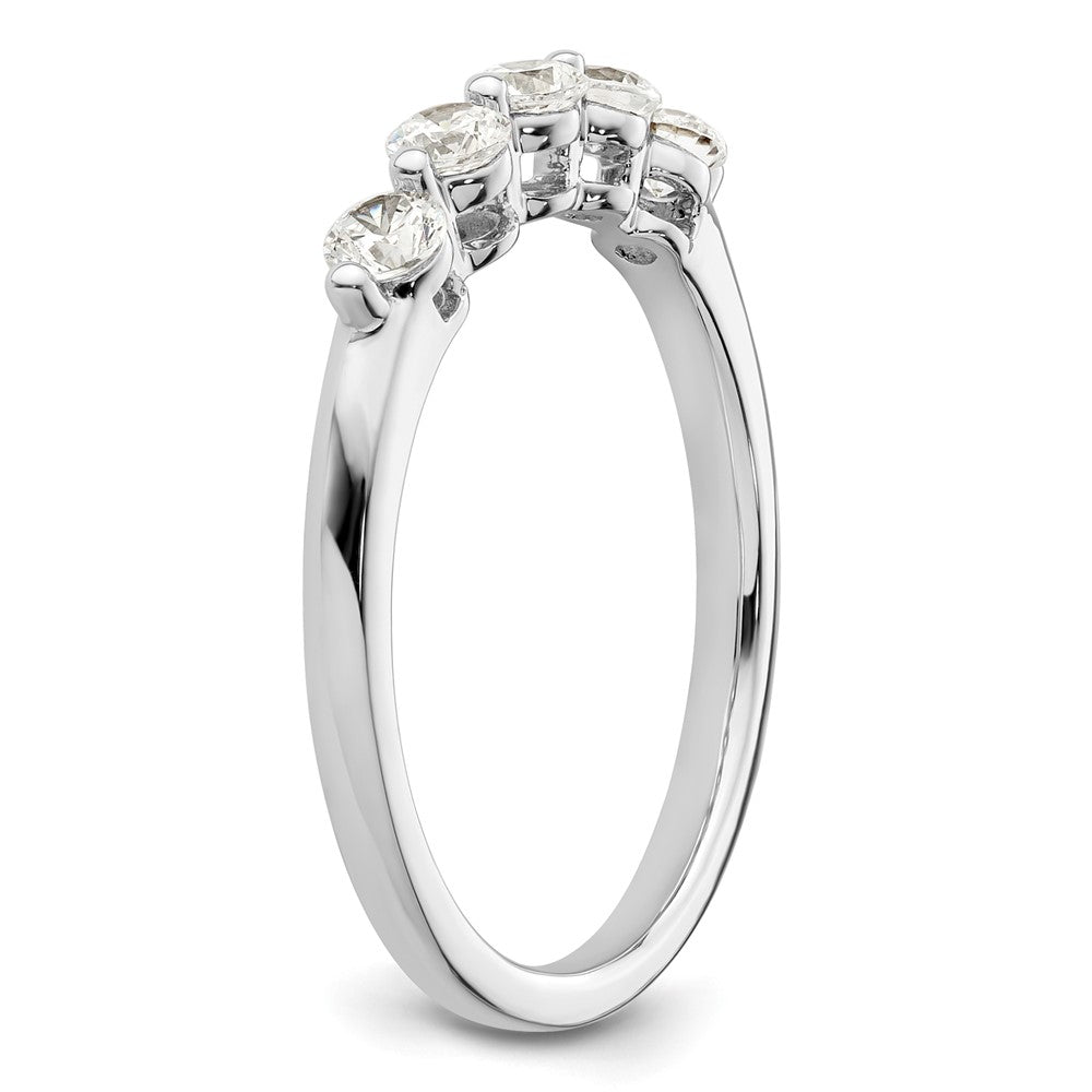 14K Weißgold Ehering mit 5 Diamanten