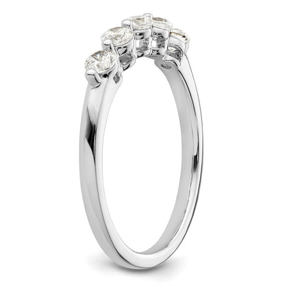 14K Weißgold Ehering mit 5 Diamanten