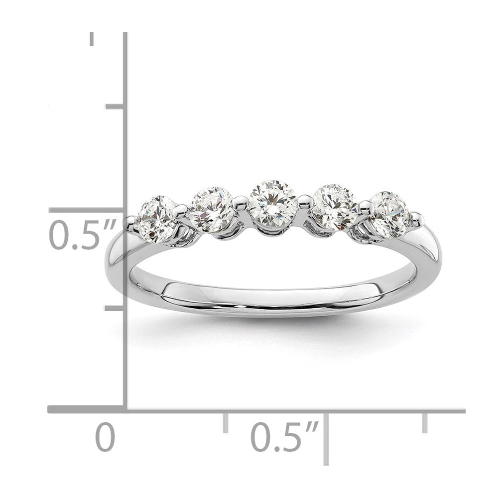 14K Weißgold Ehering mit 5 Diamanten