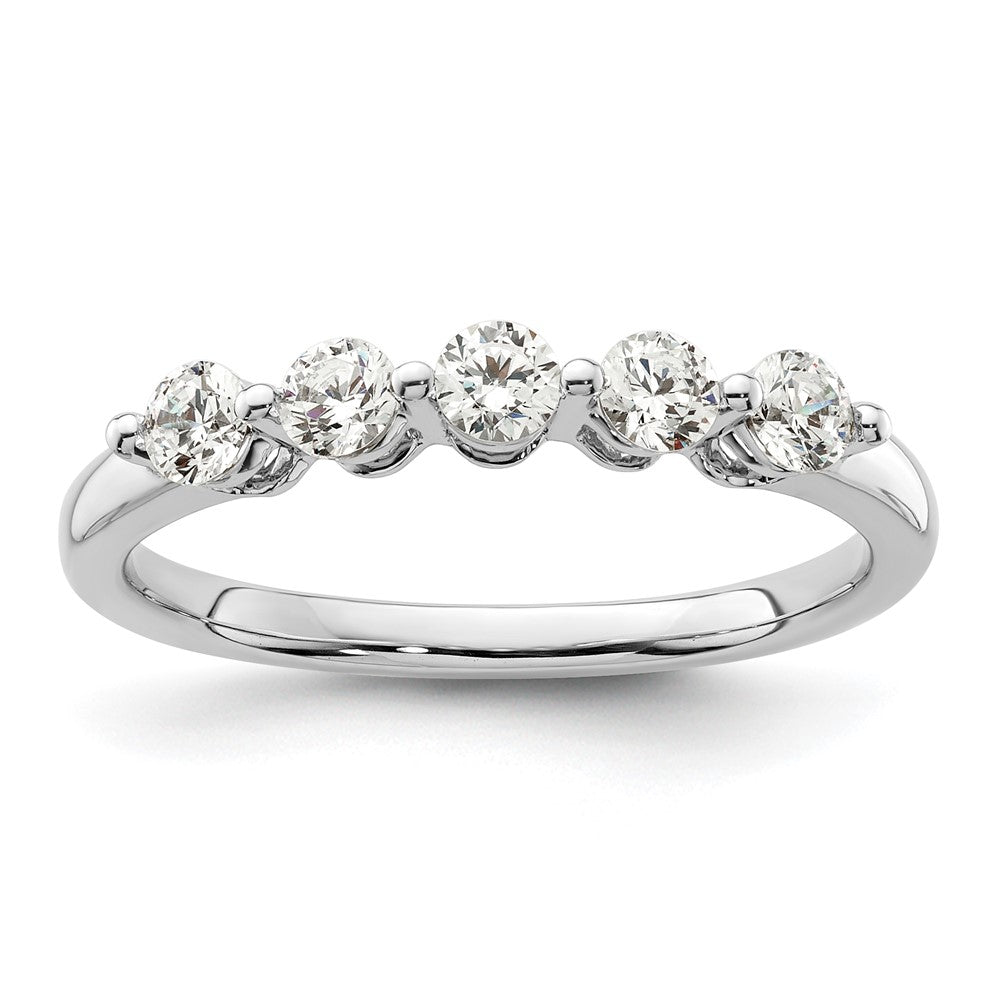 14K Weißgold Ehering mit 5 Diamanten