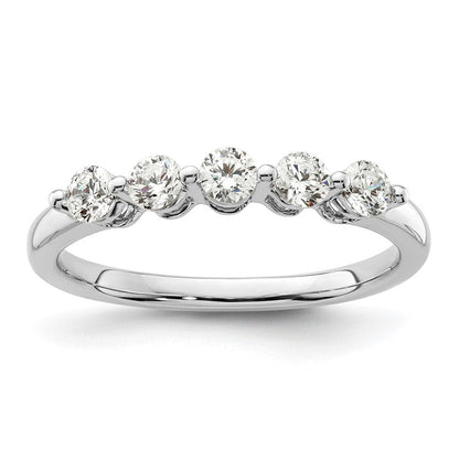 14K Weißgold Ehering mit 5 Diamanten