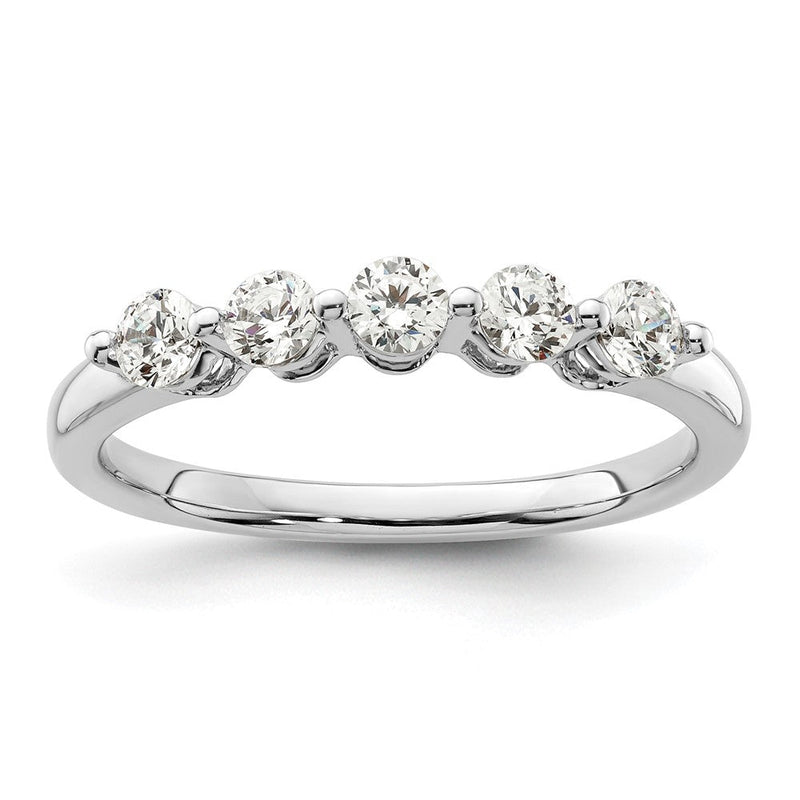 14K Weißgold Ehering mit 5 Diamanten, 0,5 ct. Gesamtgewicht
