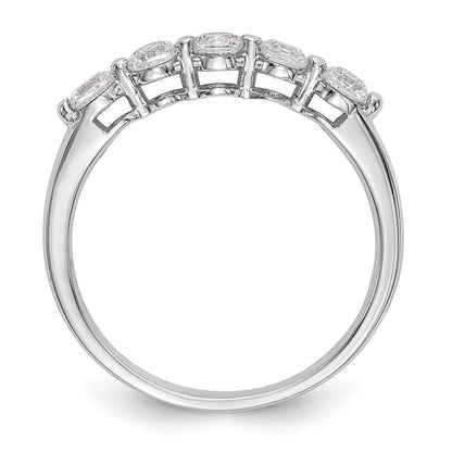 585 Weißgold 5-Stein Ring mit natürlichen Diamanten, 0,75 ct Gesamtgewicht
