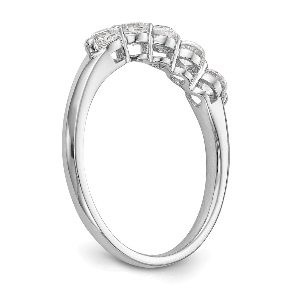 585 Weißgold 5-Stein Ring mit natürlichen Diamanten, 0,75 ct Gesamtgewicht