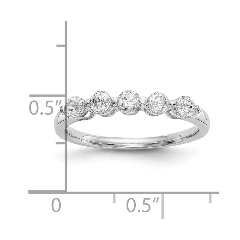 585 Weißgold 5-Stein Ring mit natürlichen Diamanten, 0,75 ct Gesamtgewicht