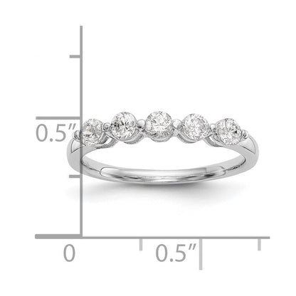 585 Weißgold 5-Stein Ring mit natürlichen Diamanten, 0,75 ct Gesamtgewicht