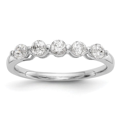 585 Weißgold 5-Stein Ring mit natürlichen Diamanten, 0,75 ct Gesamtgewicht