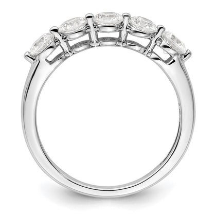 14K Weißgold Ehering mit 5 natürlichen Diamanten