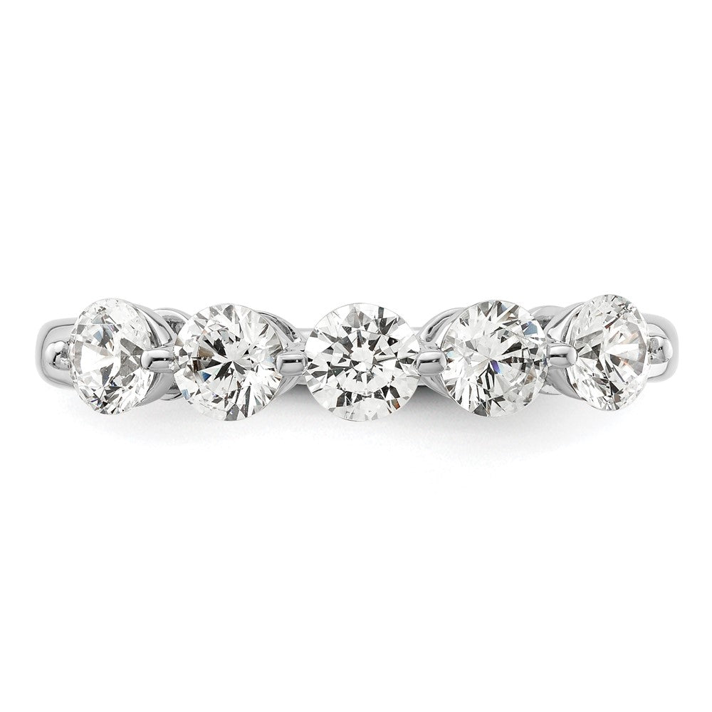 14K Weißgold Ehering mit 5 natürlichen Diamanten