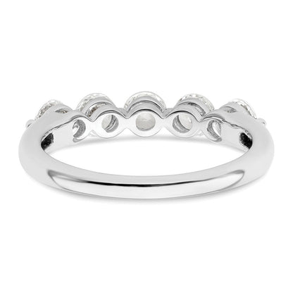 14K Weißgold Ehering mit 5 natürlichen Diamanten