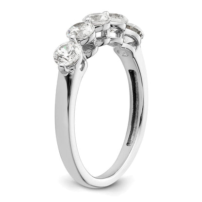 14K Weißgold Ehering mit 5 natürlichen Diamanten