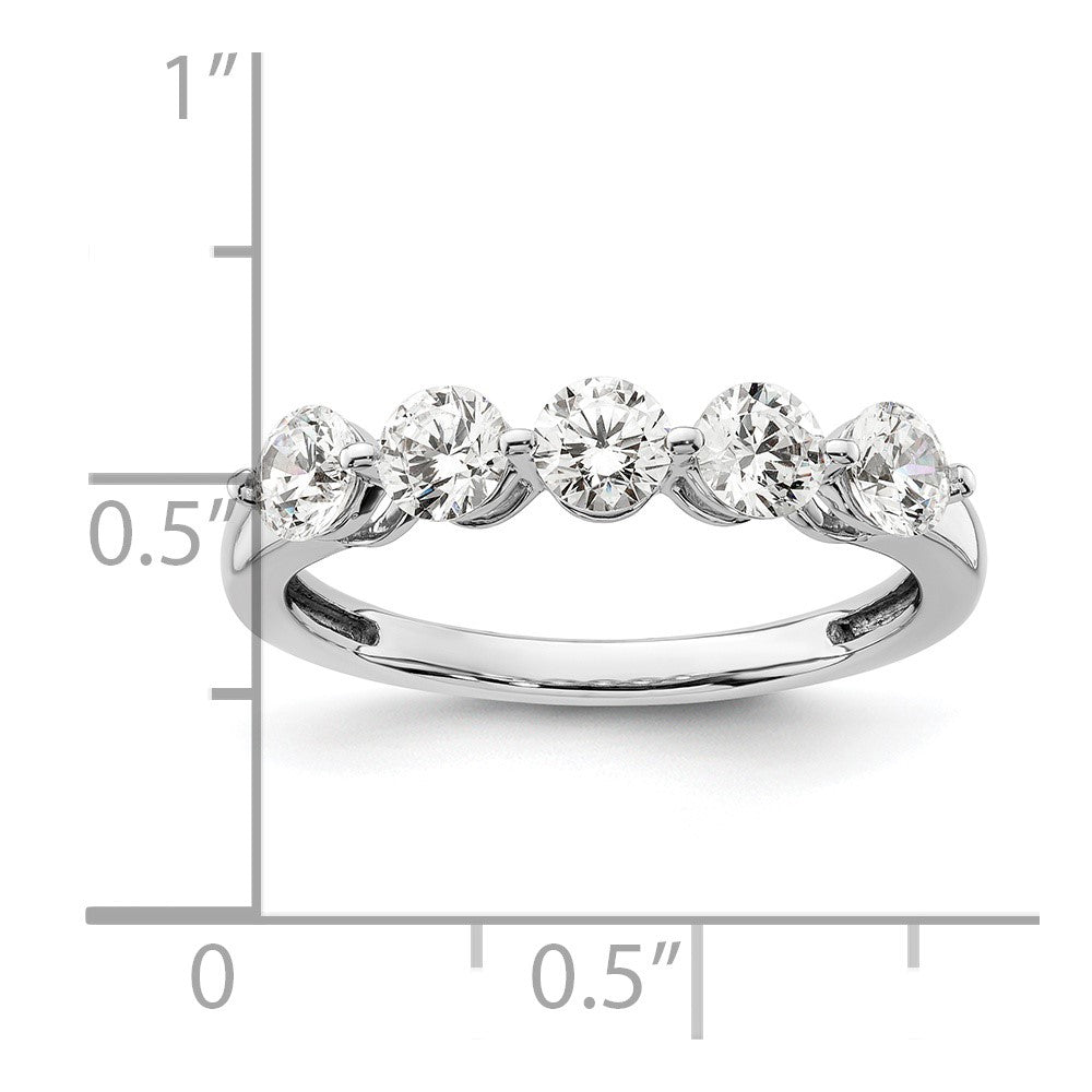 14K Weißgold Ehering mit 5 natürlichen Diamanten