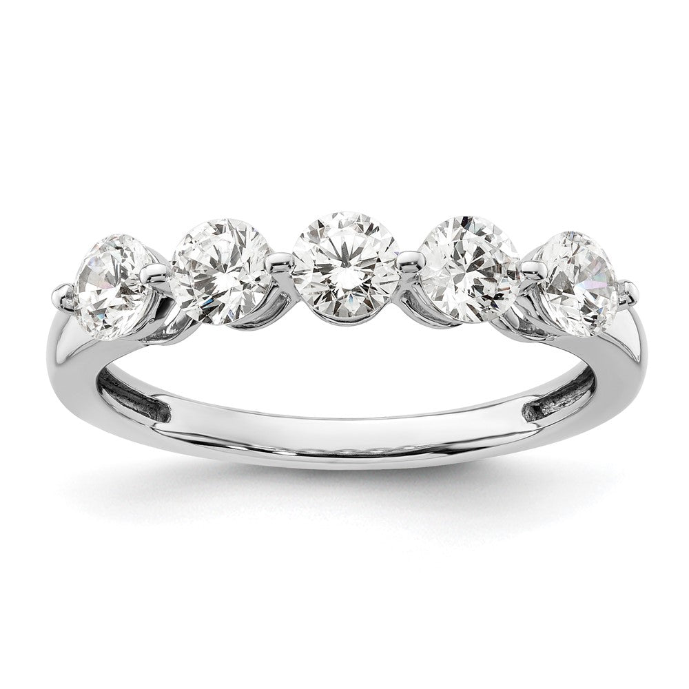 14K Weißgold Ehering mit 5 natürlichen Diamanten