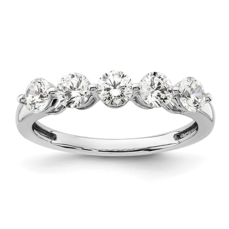 14K Weißgold Ehering mit 5 natürlichen Diamanten, 1,075 ct. Gesamtgewicht