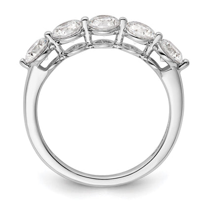 14K Weißgold Ring mit 5 natürlichen Diamanten
