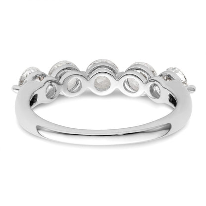 14K Weißgold Ring mit 5 natürlichen Diamanten