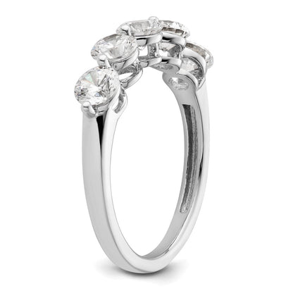 14K Weißgold Ring mit 5 natürlichen Diamanten