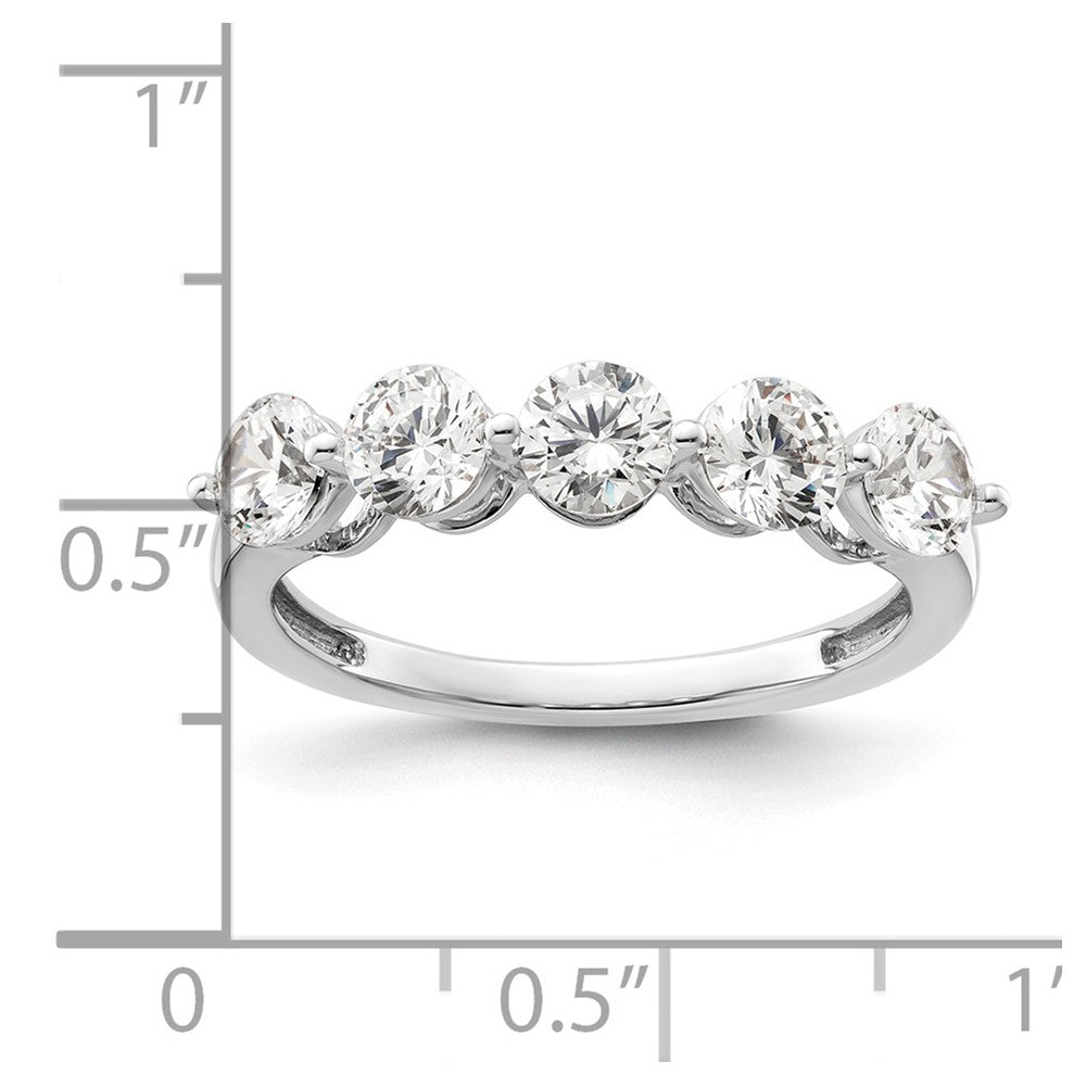 14K Weißgold Ring mit 5 natürlichen Diamanten