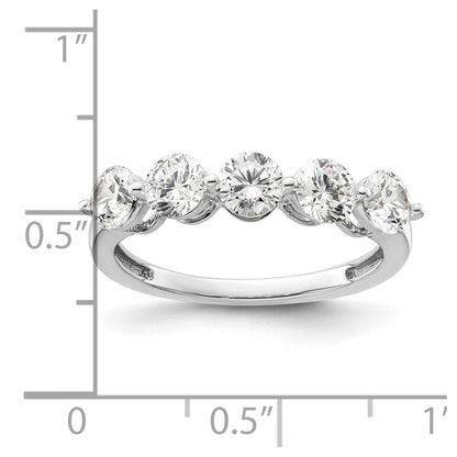 14K Weißgold Ring mit 5 natürlichen Diamanten