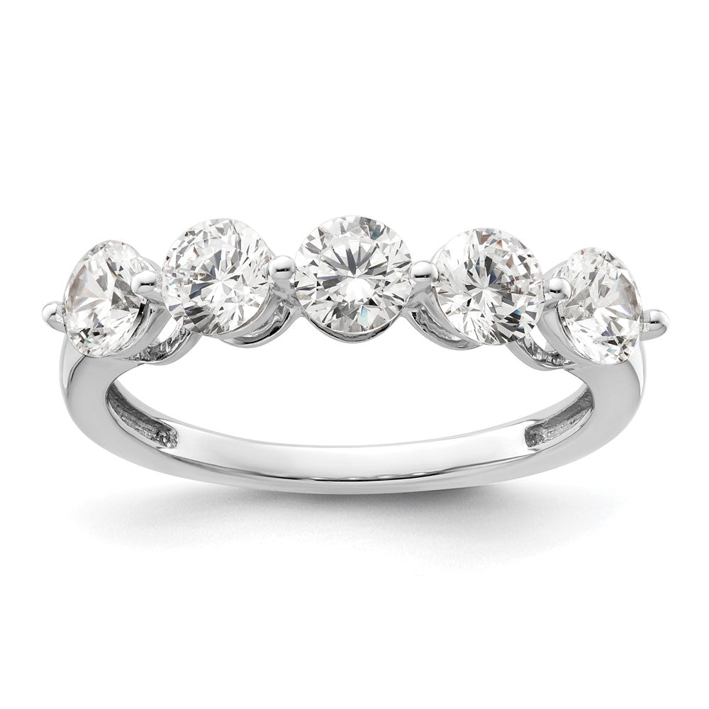 14K Weißgold Ring mit 5 natürlichen Diamanten