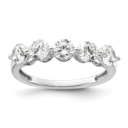 14K Weißgold Ring mit 5 natürlichen Diamanten