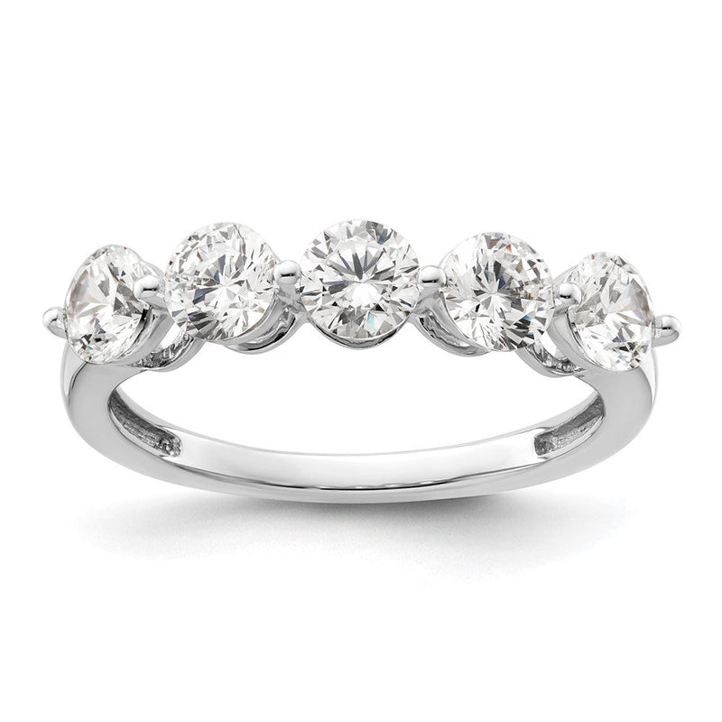14K Weißgold Ehering mit 5 natürlichen Diamanten, 1,475 ct. Gesamtgewicht