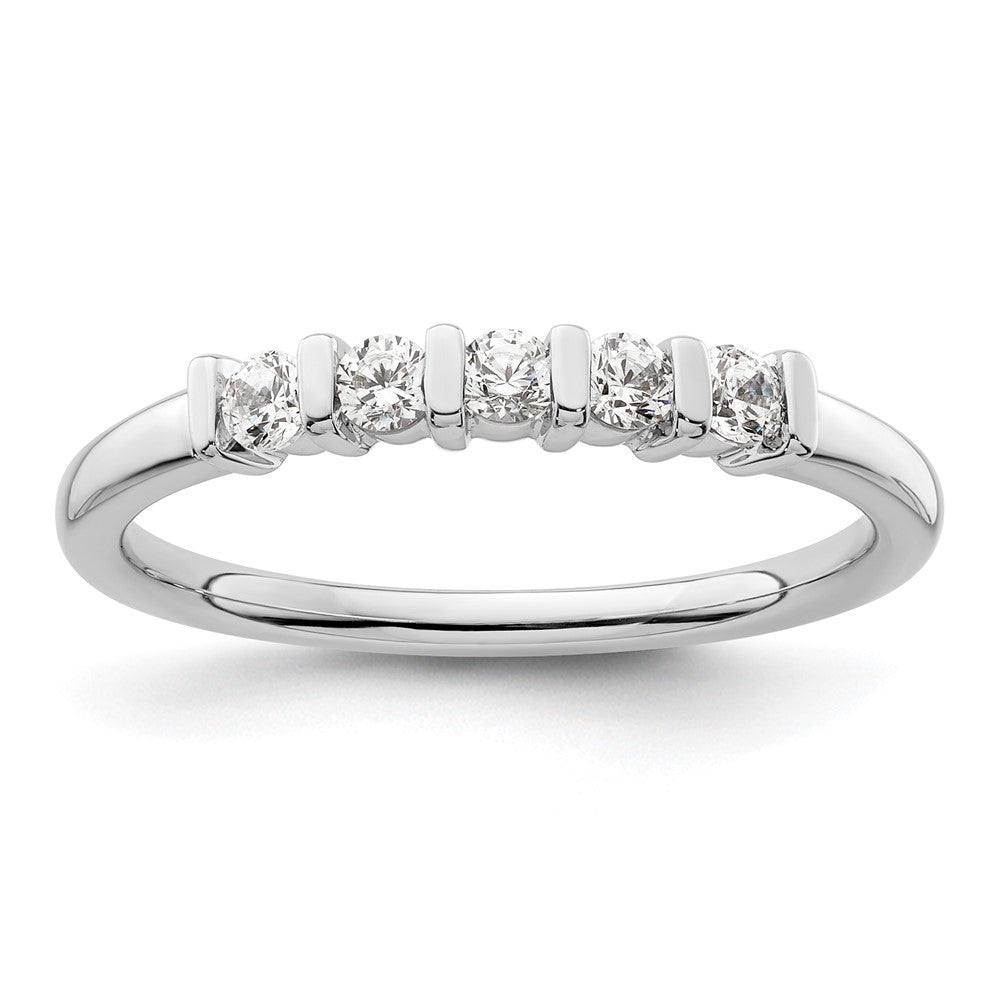 585 Weißgold Ehering mit 5 natürlichen Diamanten