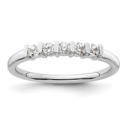 585 Weißgold Ehering mit 5 natürlichen Diamanten