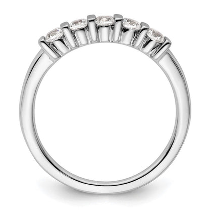 14K Weißgold Ehering mit 5 natürlichen Diamanten