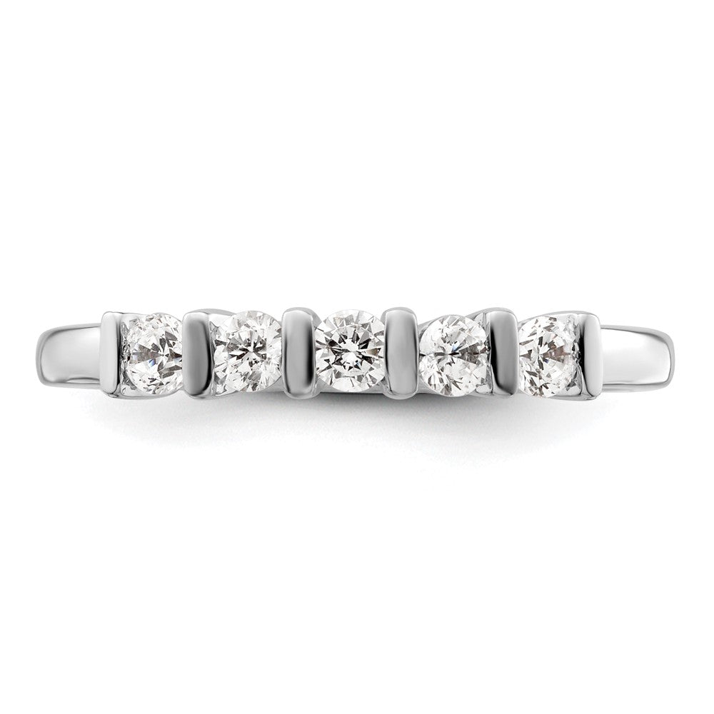14K Weißgold Ehering mit 5 natürlichen Diamanten