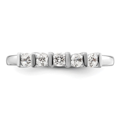 14K Weißgold Ehering mit 5 natürlichen Diamanten