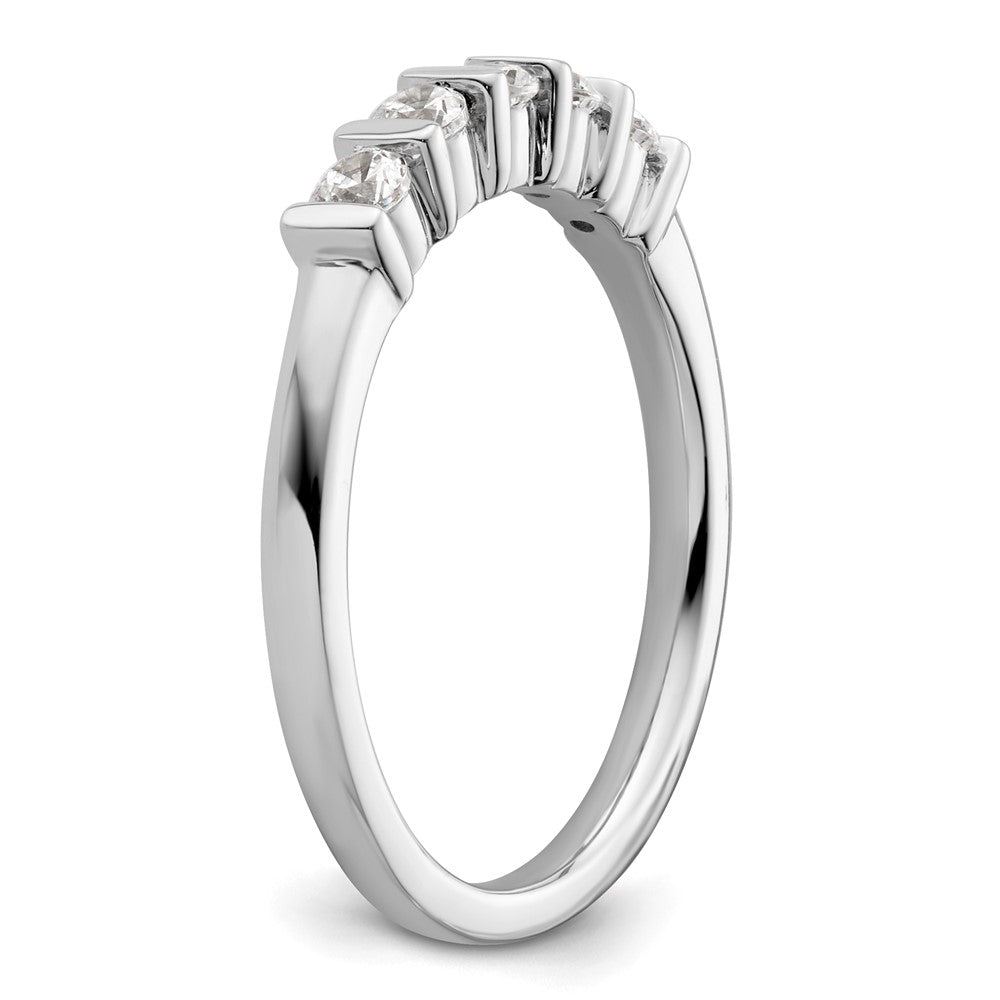 14K Weißgold Ehering mit 5 natürlichen Diamanten