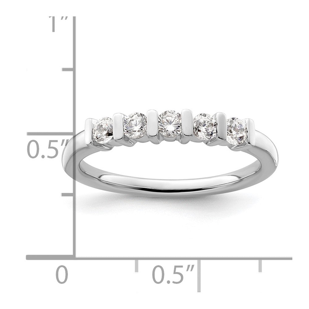 14K Weißgold Ehering mit 5 natürlichen Diamanten