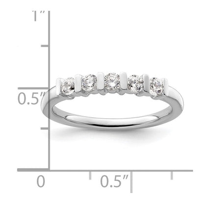 14K Weißgold Ehering mit 5 natürlichen Diamanten
