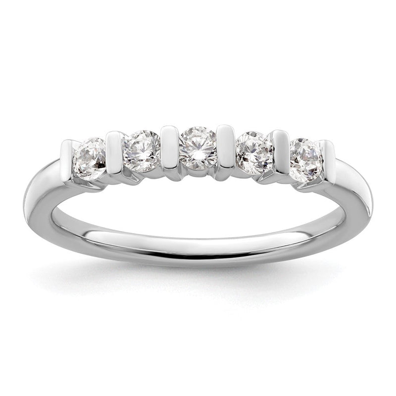 14K Weißgold Ehering mit 5 natürlichen Diamanten, 0,35 ct. Gesamtgewicht