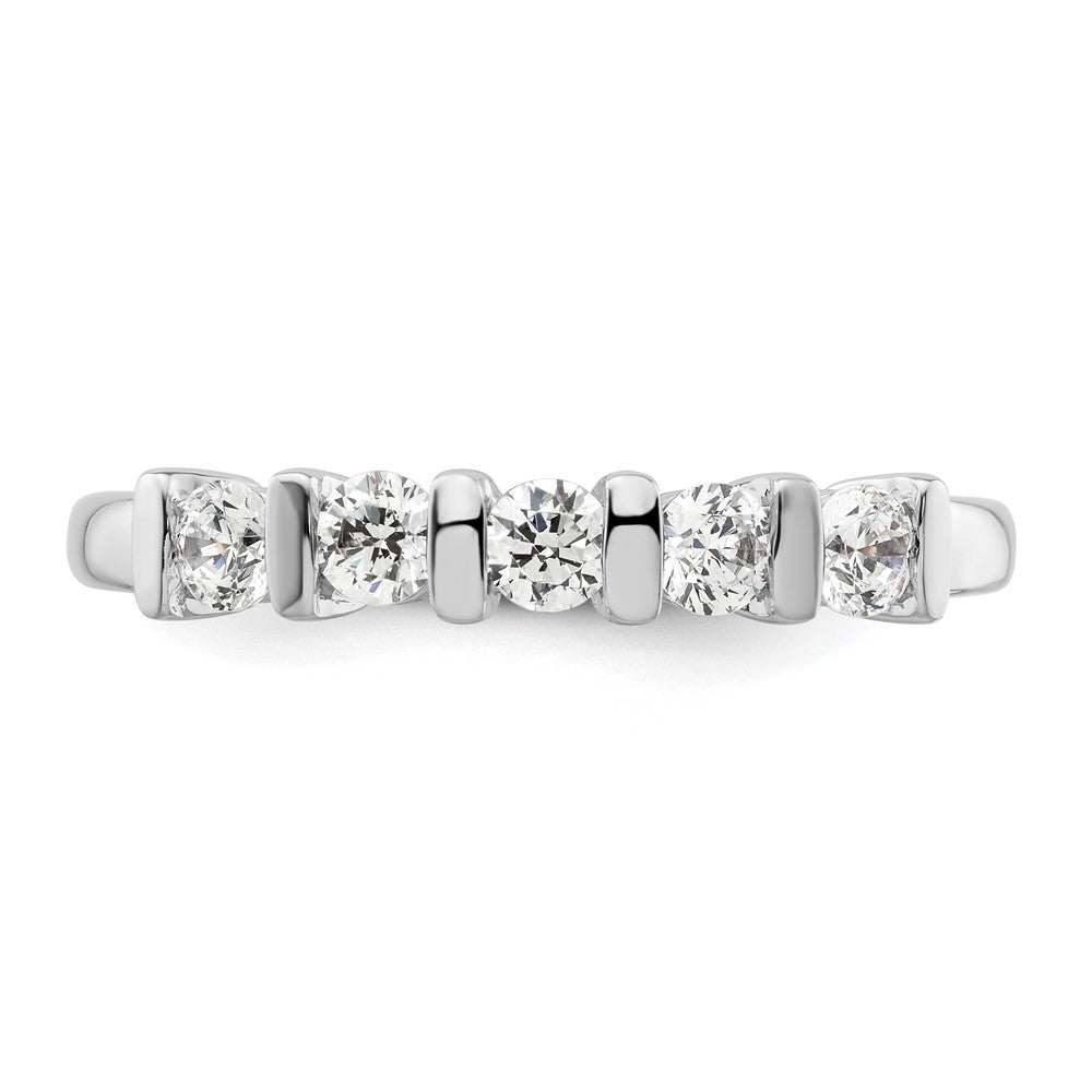 14K Weißgold Ehering mit 5 natürlichen Diamanten