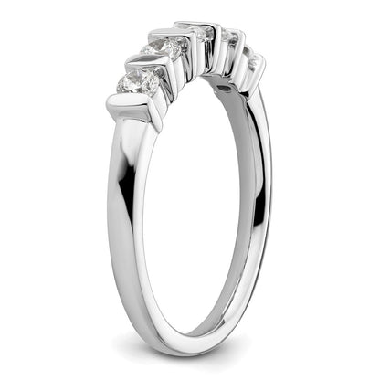 14K Weißgold Ehering mit 5 natürlichen Diamanten