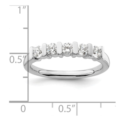 14K Weißgold Ehering mit 5 natürlichen Diamanten