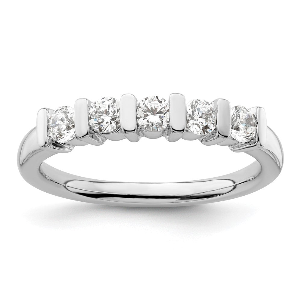 14K Weißgold Ehering mit 5 natürlichen Diamanten