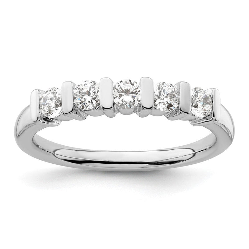 14K Weißgold Ehering mit 5 natürlichen Diamanten, 0,5 ct. Gesamtgewicht